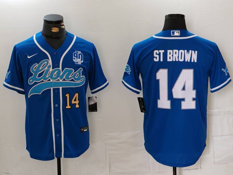 Men Detroit Lions 14 ST Brown Blue Second generation joint name 2024 Nike Limited NFL Jersey style 8154